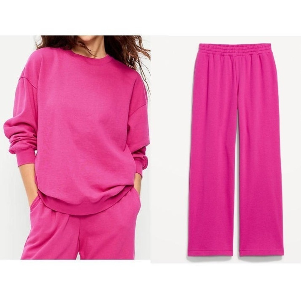 Old Navy Women's SoComfy Oversized Tunic Sweatshirt & Pants- Dragonfruit - L